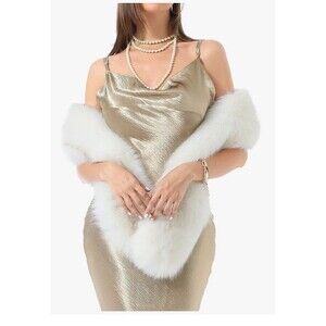 HonSerm Faux Fur Soft Warmer Collar Women's Neck Scarf Wraps for Winter Coat